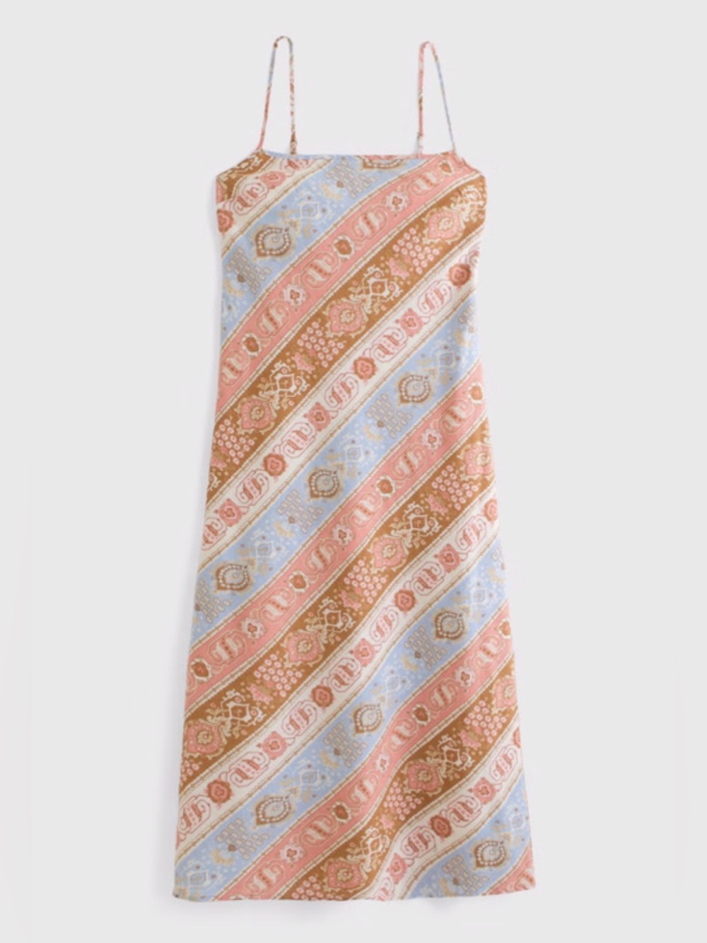 NWT Abercrombie and Fitch Summer Slip Sun Dress in Coral, Blue & Brown🌻🦋🌸🤩
